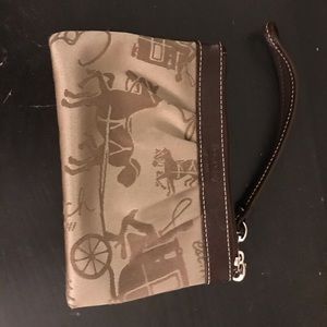 Coach Horse & Carriage Jacquard Wristlet in Brown